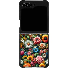 Samsung Galaxy Z Flip5 Case Hülle - Silikon schwarz Sommer Blumenmuster