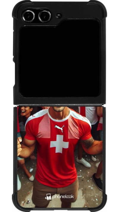 Samsung Galaxy Z Flip5 Case Hülle - Silikon schwarz Schweizer Fan Euro 2024