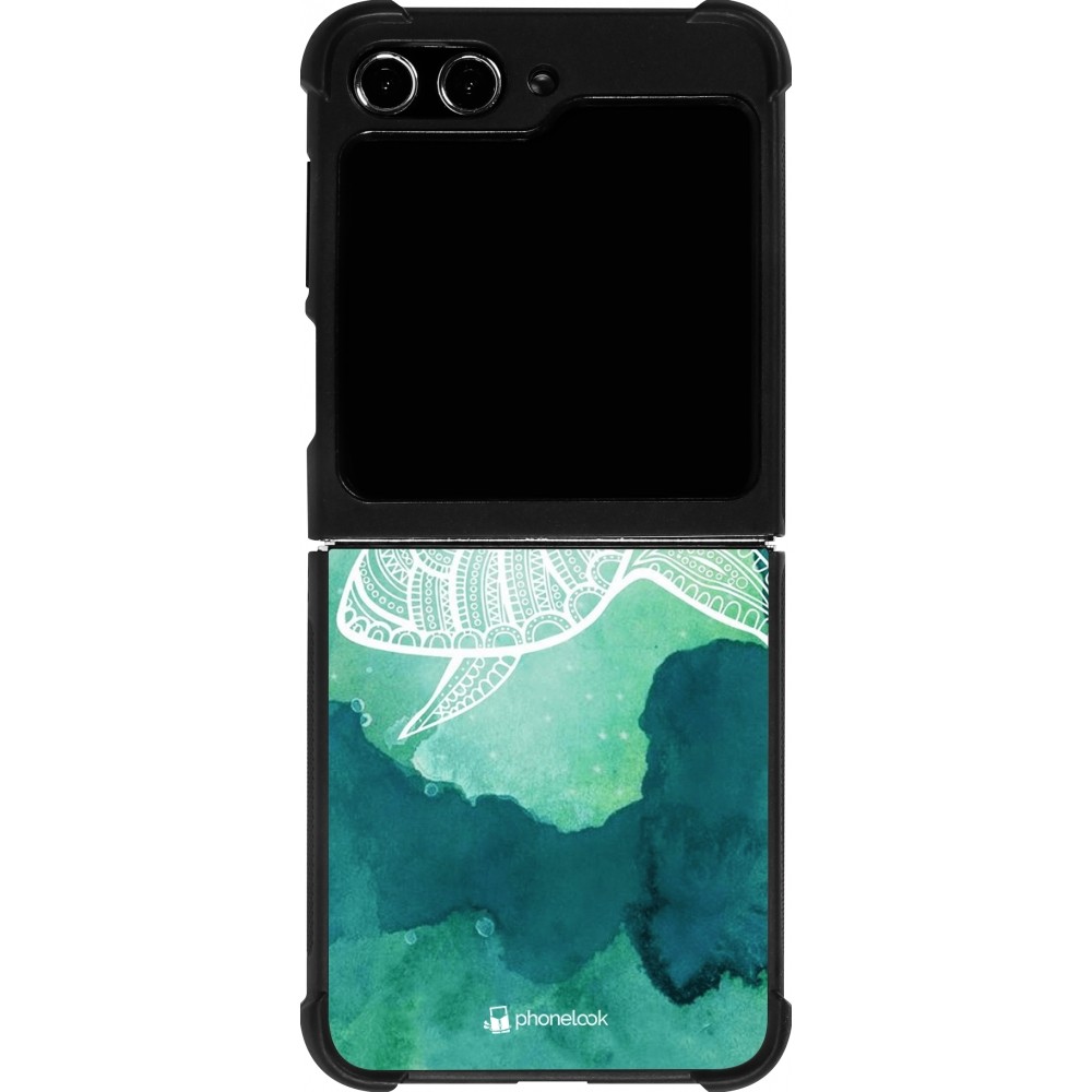 Samsung Galaxy Z Flip5 Case Hülle - Silikon schwarz Turtle Aztec Watercolor