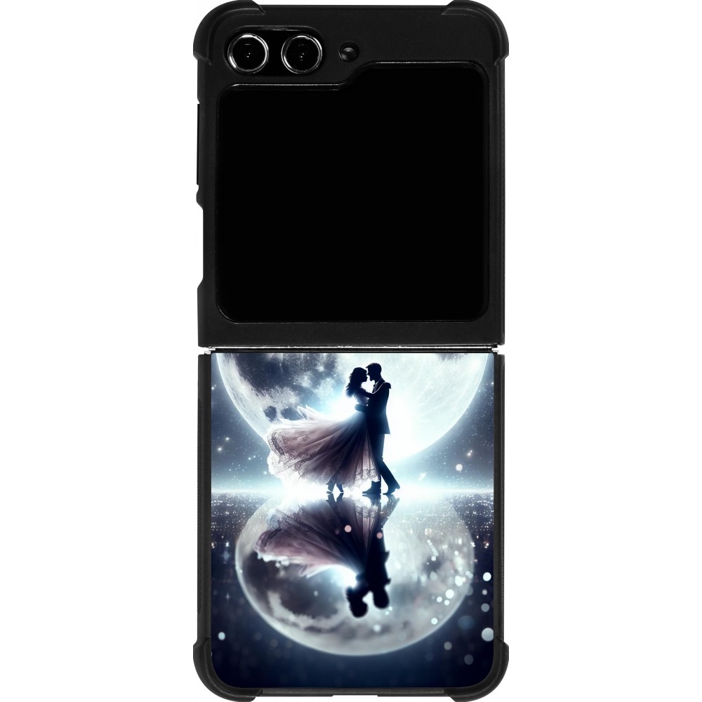 Samsung Galaxy Z Flip5 Case Hülle - Silikon schwarz Valentin 2024 Liebe unter dem Mond