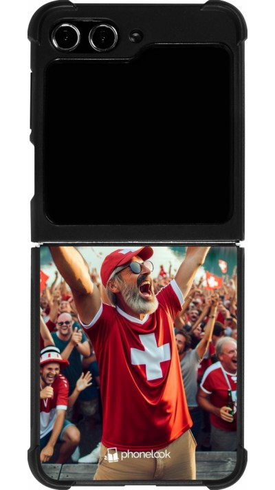 Samsung Galaxy Z Flip5 Case Hülle - Silikon schwarz Schweizer Sieg Fanzone Euro 2024