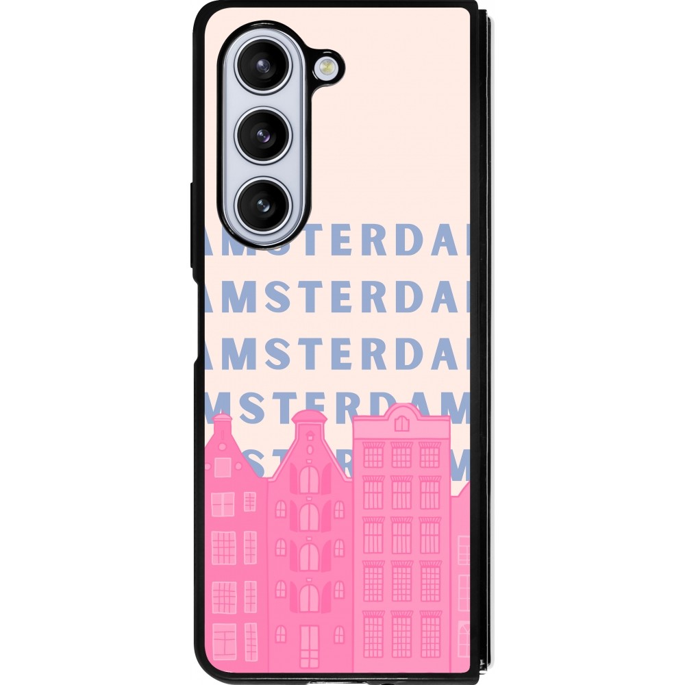 Samsung Galaxy Z Fold5 Case Hülle - Silikon schwarz Amsterdam Pink Print