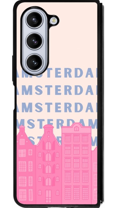 Samsung Galaxy Z Fold5 Case Hülle - Silikon schwarz Amsterdam Pink Print