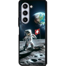 Samsung Galaxy Z Fold5 Case Hülle - Silikon schwarz Astro Schweiz auf dem Mond