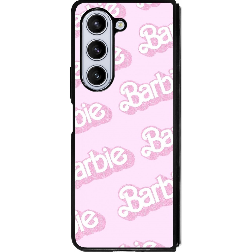 Samsung Galaxy Z Fold5 Case Hülle - Silikon schwarz Barbie light pink pattern