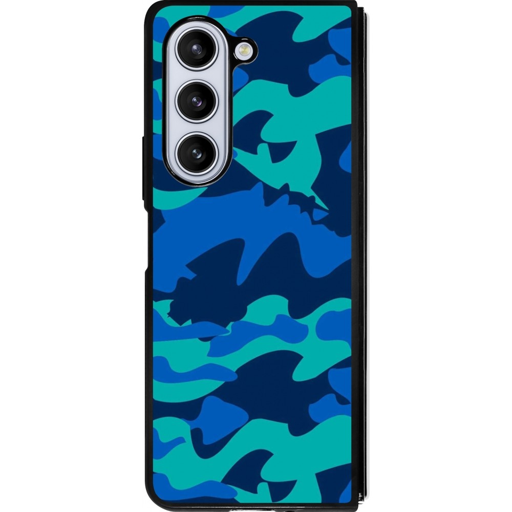 Samsung Galaxy Z Fold5 Case Hülle - Silikon schwarz Camo Blue