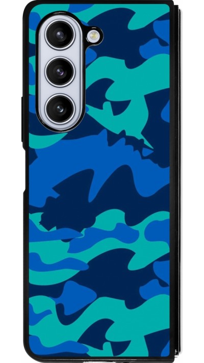 Samsung Galaxy Z Fold5 Case Hülle - Silikon schwarz Camo Blue