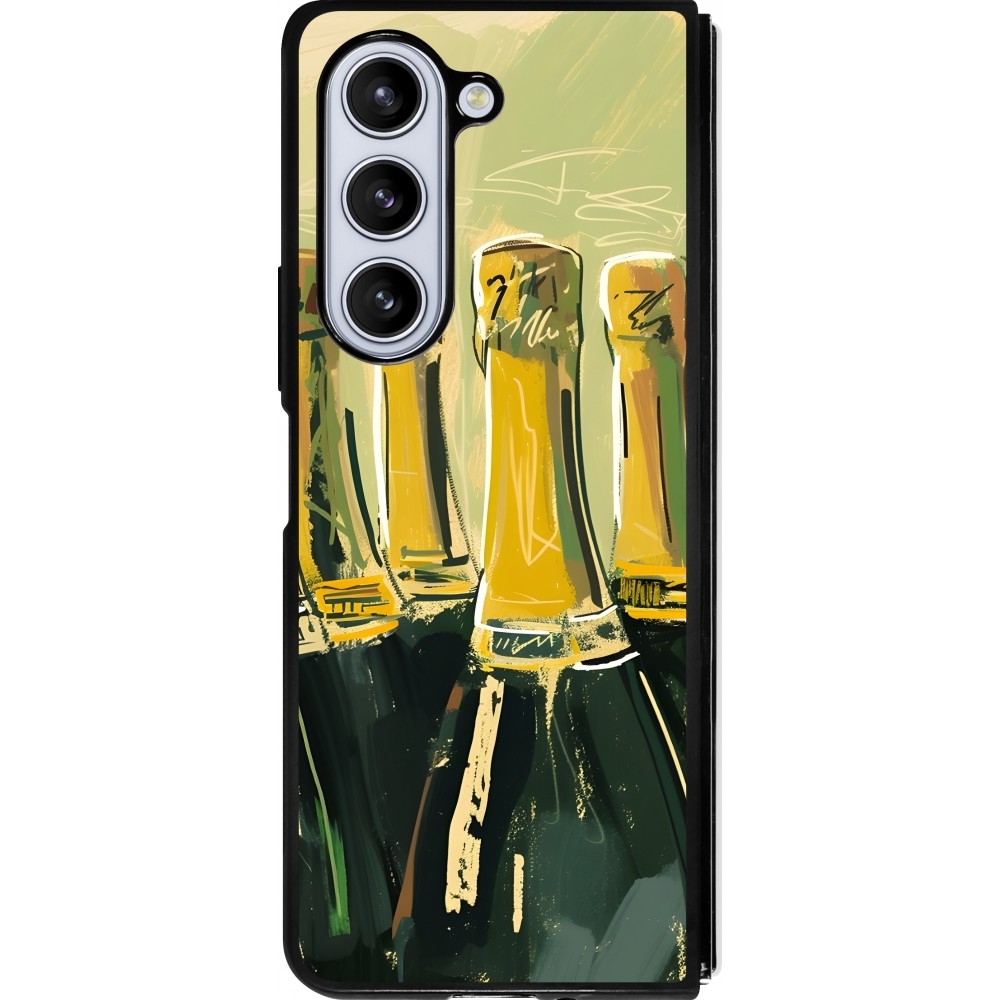 Samsung Galaxy Z Fold5 Case Hülle - Silikon schwarz Champagne Malerei