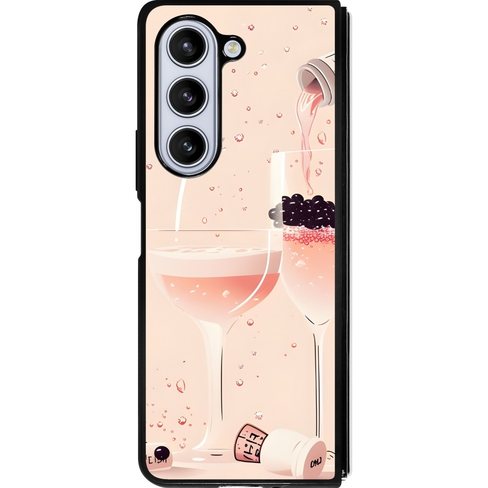 Samsung Galaxy Z Fold5 Case Hülle - Silikon schwarz Champagne Pouring Pink