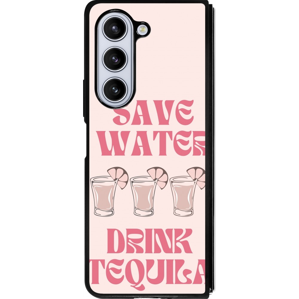 Samsung Galaxy Z Fold5 Case Hülle - Silikon schwarz Cocktail Save Water Drink Tequila