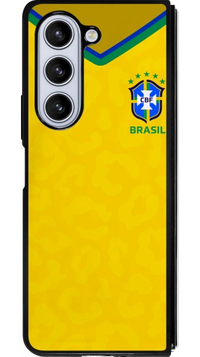 Samsung Galaxy Z Fold5 Case Hülle - Silikon schwarz Brasilien 2022 personalisierbares Fußballtrikot