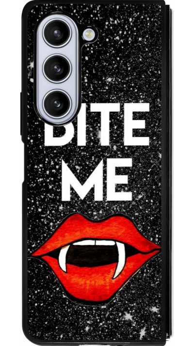 Coque Samsung Galaxy Z Fold5 - Silicone rigide noir Halloween 2024 bite me