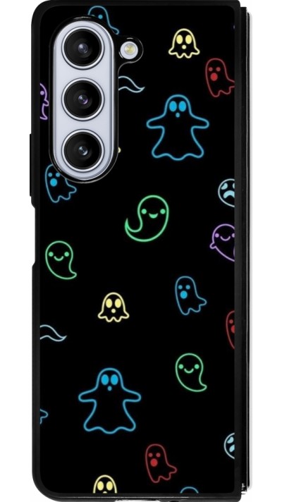 Coque Samsung Galaxy Z Fold5 - Silicone rigide noir Halloween 2024 colorful ghosts