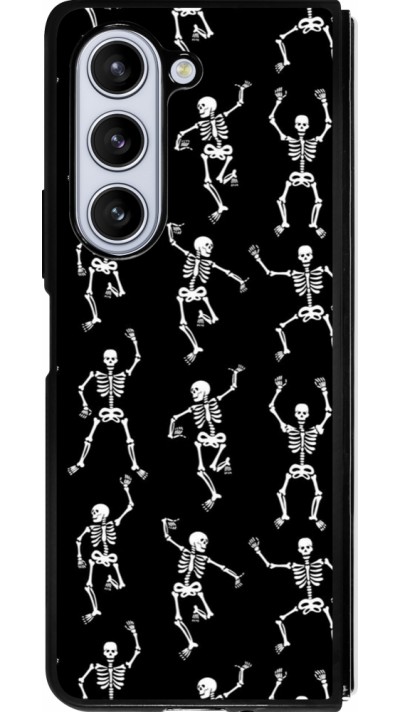 Coque Samsung Galaxy Z Fold5 - Silicone rigide noir Halloween 2024 dancing skeleton