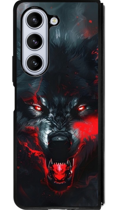 Coque Samsung Galaxy Z Fold5 - Silicone rigide noir Halloween 2024 mad werewolf