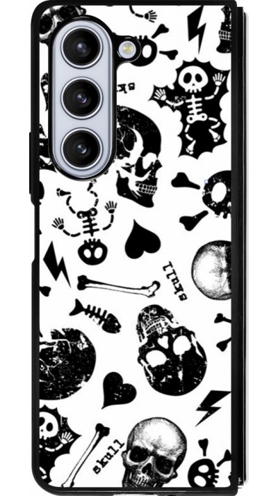 Coque Samsung Galaxy Z Fold5 - Silicone rigide noir Halloween 2024 skeleton mix