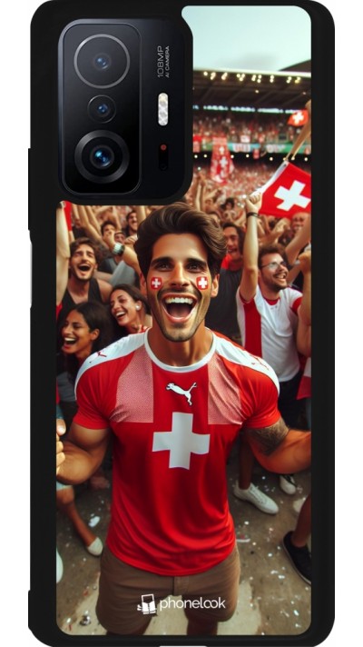 Coque Xiaomi 11T - Silicone rigide noir Supporter Suisse Euro 2024