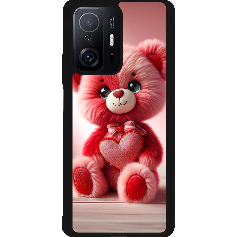 Xiaomi 11T Case Hülle - Silikon schwarz Valentin 2024 Rosaroter Teddybär