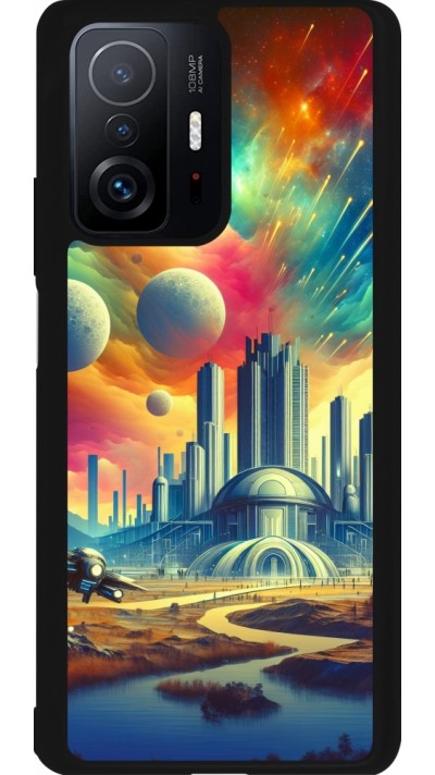 Coque Xiaomi 11T - Silicone rigide noir Ville extra-dôme futuriste