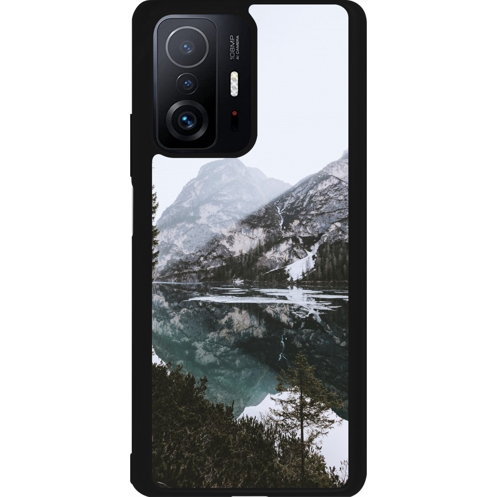 Xiaomi 11T Case Hülle - Silikon schwarz Winter 22 snowy mountain and lake