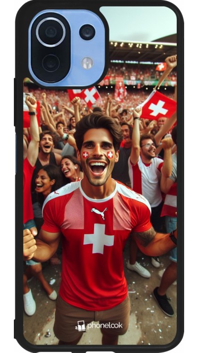 Coque Xiaomi Mi 11 Lite 5G - Silicone rigide noir Supporter Suisse Euro 2024