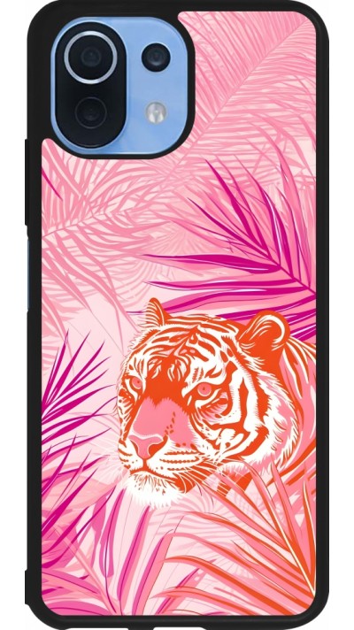 Xiaomi Mi 11 Lite 5G Case Hülle - Silikon schwarz Tiger Palmen rosa