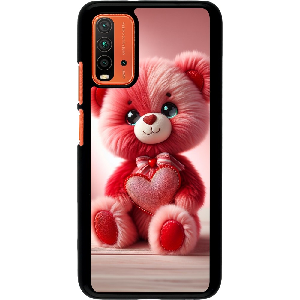 Xiaomi Redmi 9T Case Hülle - Valentin 2024 Rosaroter Teddybär