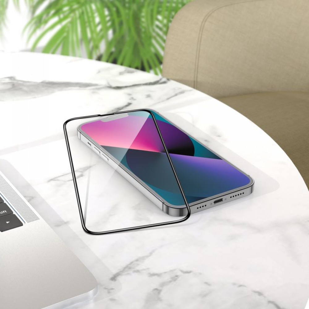 3D Tempered Glass iPhone 16 Pro Max - Full Screen Display Schutzglas mit schwarzem Rahmen