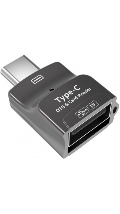 USB-A & SD Speicherkarten auf USB-C AdapterAdapter für Smartphones + Tablets + MacBook - Schwarz
