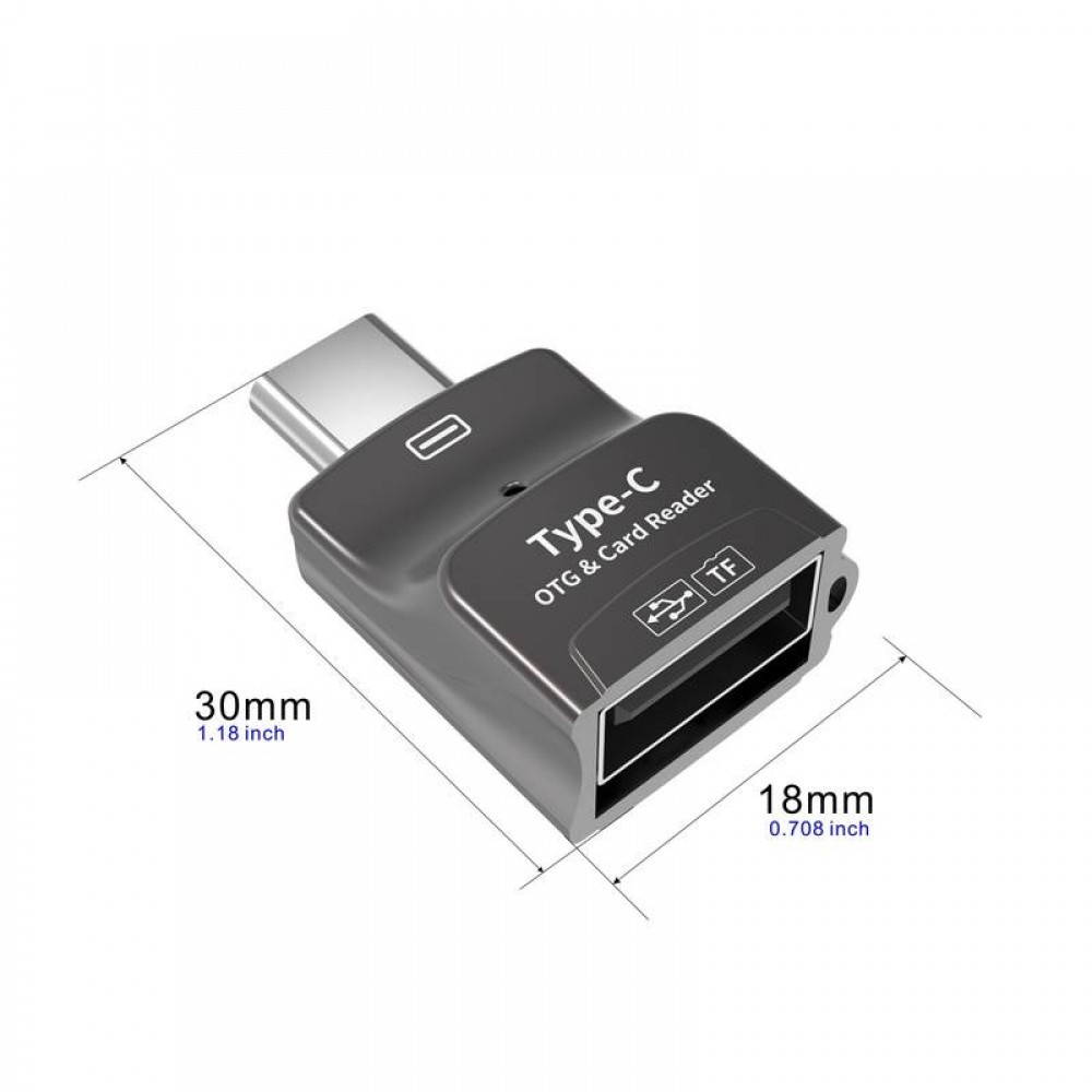 USB-A & SD Speicherkarten auf USB-C AdapterAdapter für Smartphones + Tablets + MacBook - Schwarz