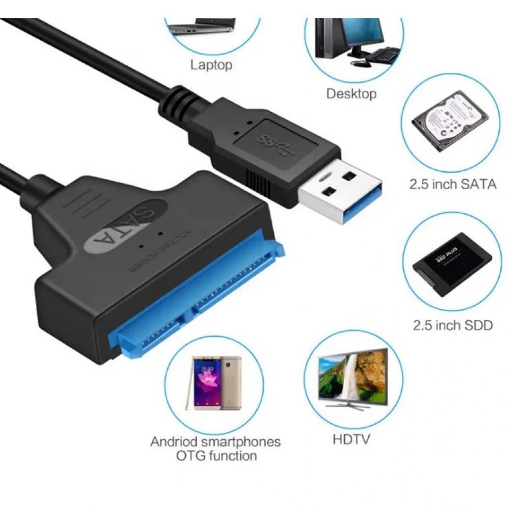 USB 3.0 Kabel Adapter USB 3.0 SSD Speichereinheit SATA III - Schwarz