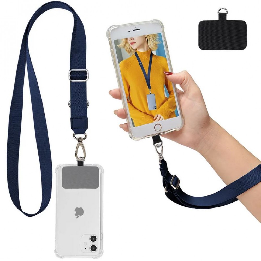 Universal Halsband Adapter für Smartphone-Hüllen, Schlüsselanhänger, Kameras und mehr - Blau