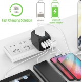 Adaptateur universel de voyage USB-A & USB-C pour CH-EU-UK-AUS-USA - Noir