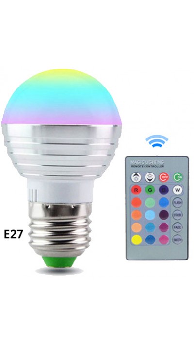 Ampoule de couleur LED E27 - 16 couleurs différentes, télécommande sans fil incluse