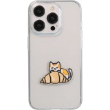 Sticker Aufkleber für Handy/Tablet/Computer 3D gestickt - Cat with Croissant