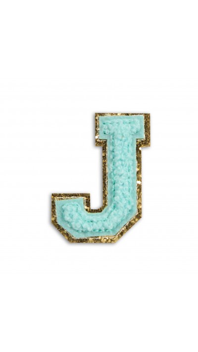 Autocollant sticker pour téléphone/tablette/ordinateur brodé en 3D turquoise - Lettre J