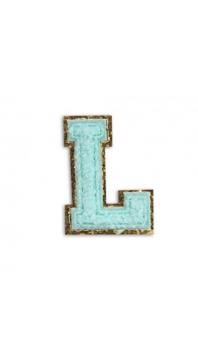 Autocollant sticker pour téléphone/tablette/ordinateur brodé en 3D turquoise - Lettre L