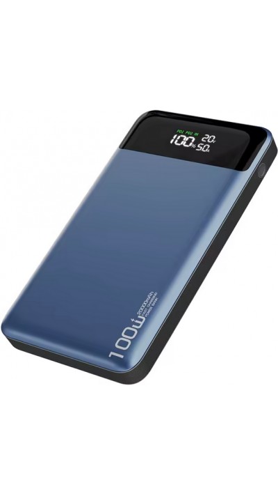 Batterie externe outdoor Power Bank Power Delivery PD 100W avec 20000 mAh et affichage LED - Bleu