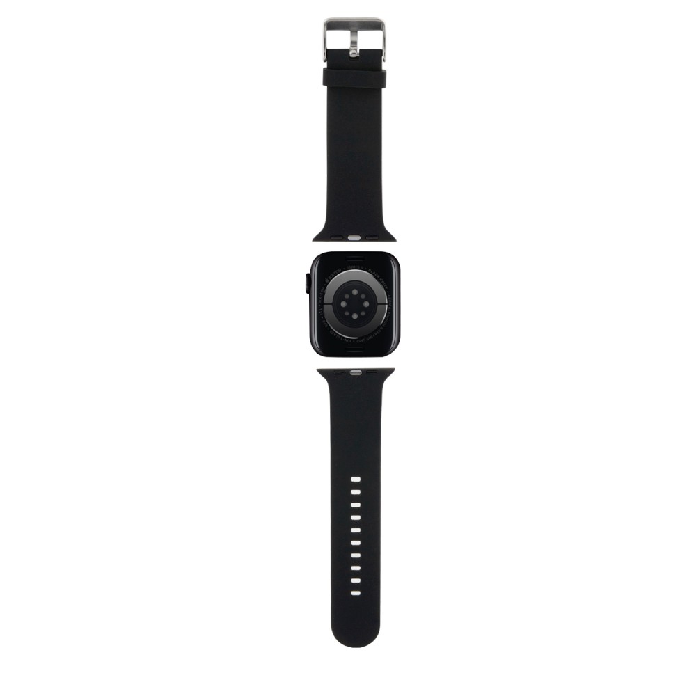 Karl Lagerfeld Armband aus schwarzem Soft-Touch-Silikon mit geprägtem Karl-Kopf - Schwarz - Apple Watch 42 mm / 44 mm / 45 mm / 49 mm