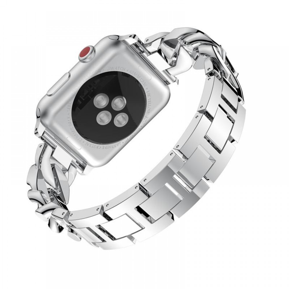 Bracelet en acier Diamond Loop avec strass luxueux à grosses boucles - Argent - Apple Watch 42 mm / 44 mm