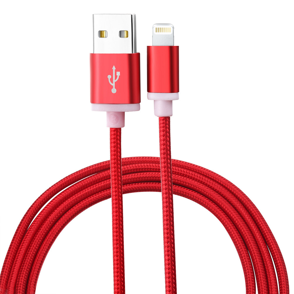 iPhone Kabel (1m) Lightning auf USB-A - Nylon metal - Rot