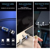 3 in 1 Universal LED Ladekabel Nylon USB-C - Lightning - Micro-USB - Schwarz