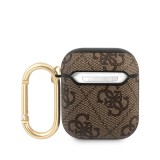 Coque AirPods 3 - Guess toile similicuir monogramme logo métallique - Brun