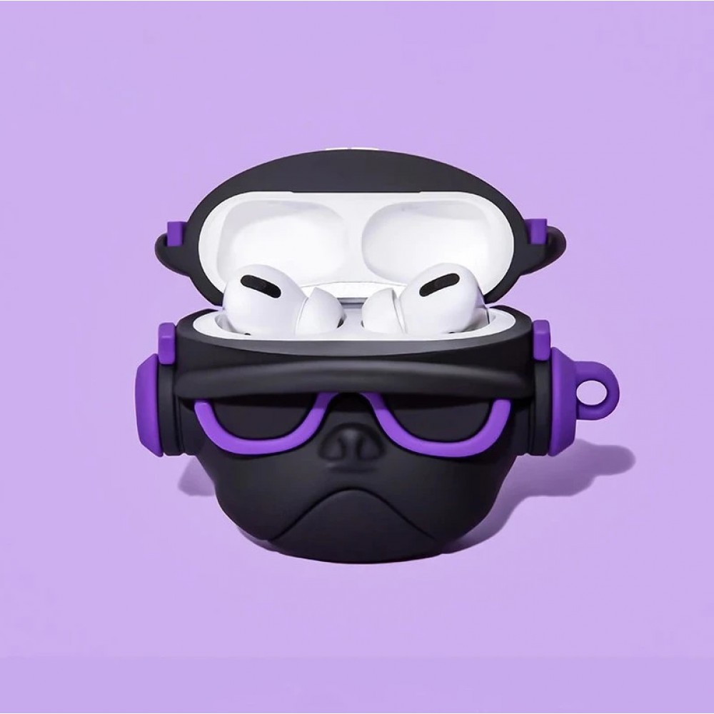 AirPods Pro Case Hülle - Hip-Hop-Bulldoggen-Sonnenbrille Headset - Violett