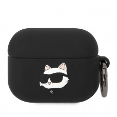 AirPods Pro / Pro 2 Case Hülle - Karl Lagerfeld Soft-Touch-Silikon mit geprägtem Choupette-Kopf - Schwarz