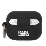 AirPods Pro / Pro 2 Case Hülle - Karl Lagerfeld Soft-Touch-Silikon mit geprägtem Choupette-Kopf - Schwarz