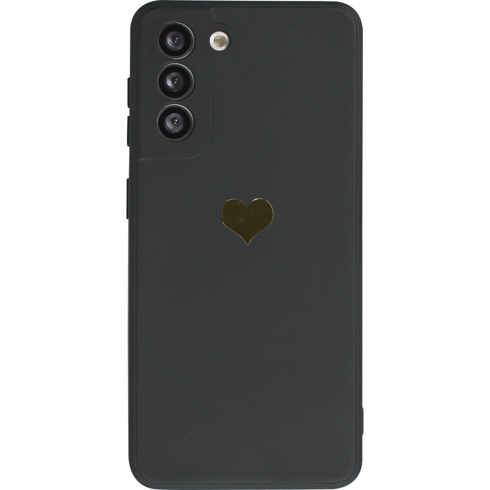 Samsung Galaxy S20 FE Case Hülle - Silikon Mat Herz gold - Schwarz