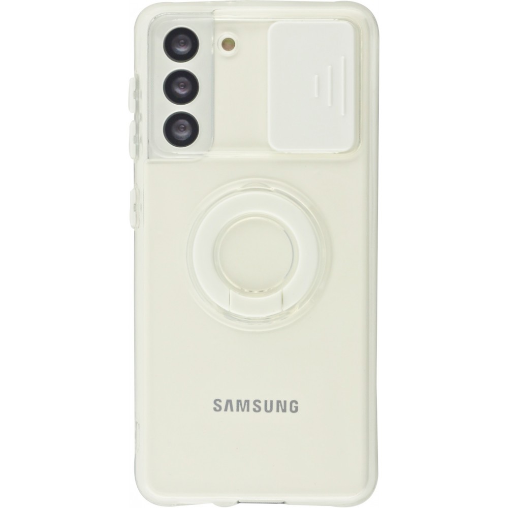 Hülle Samsung Galaxy S23+ - mit Kamera-Slider und Ring - Weiss