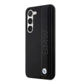 Samsung Galaxy S23 Case Hülle - BMW Signature Collection mit Stirnband aus echtem Leder und Metall-Logo - Schwarz