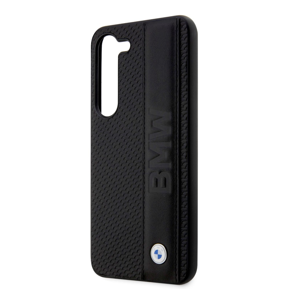 Samsung Galaxy S23+ Case Hülle - BMW Signature Collection mit Stirnband aus echtem Leder und Metall-Logo - Schwarz